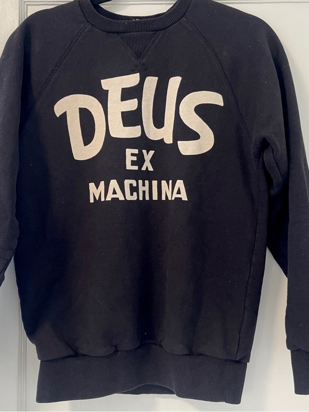 Deus ex machina Black Sweatshirt with White "DEUS EX MACHINA" Print